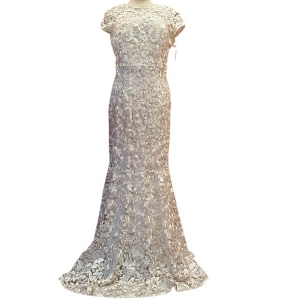 DAVID'S BRIDAL. Wedding Dress. Beautiful Lace, Cap sleeves, Key Hole, Lo…